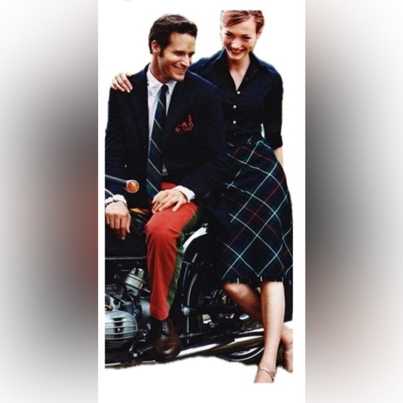 J CREW Vintage Tartan Plaid Wool Skirt Navy Green Fringe Hem Womens 6 - Picture 9 of 9